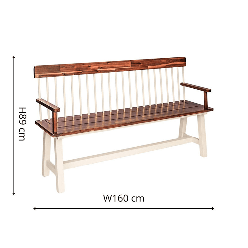 Broadway Garden Bench, H89 x W160cm, Brown/Cream