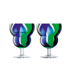 Image showing the Folk Set of 2 Wine Glasses, 230ml, Black/Blue/Green product.