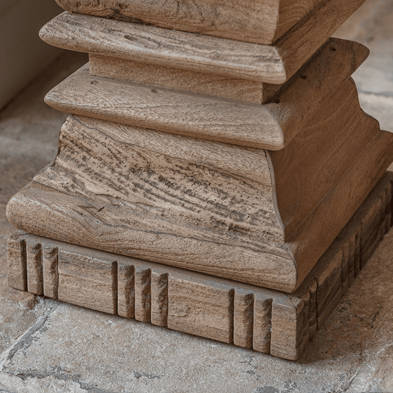 Disha Carved Mango Wood Side Table, Natural
