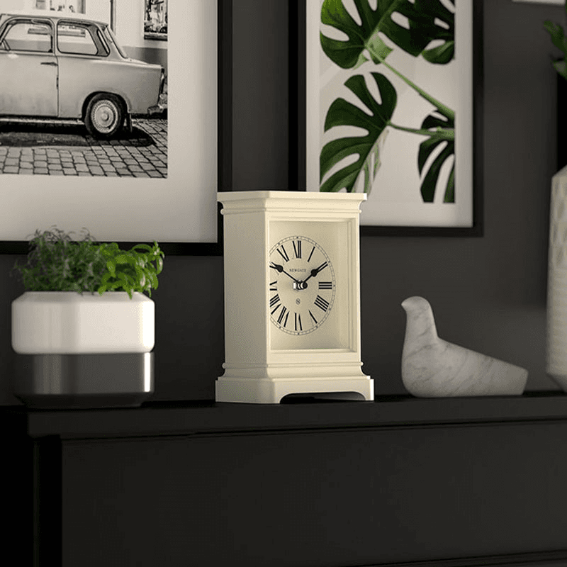 Time Lord Mantel Clock, 21.9cm, Linen White