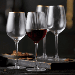 Image showing the Palermo Set of 4 Red Wine Glasses, 400ml, Gold product.