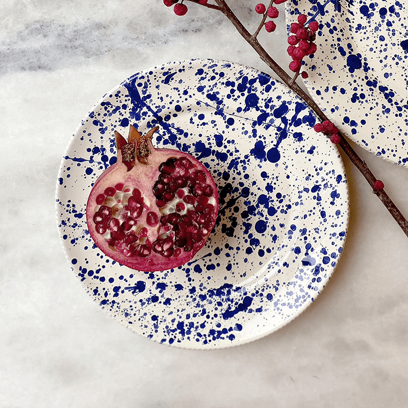 Splatter Side Plate, D21cm, Blueberry