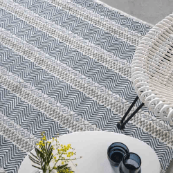 Image showing the Boardwalk 100% Recycled PET Flatweave Rug, 120 x 170cm, Blue & Multi product.