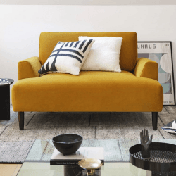 Image showing the Model 05 Velvet Love Seat, Mustard product.