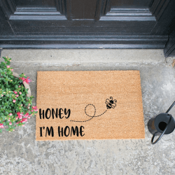 Image showing the Honey I'm Home Doormat, H2 x W40 x L60cm, Natural product.