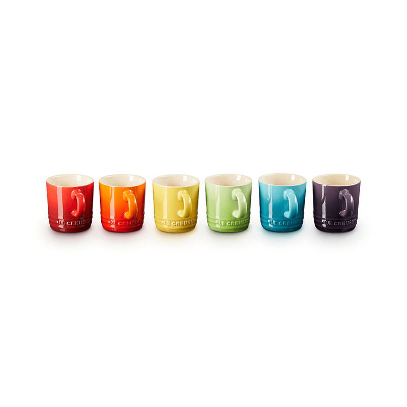 Stoneware Set of 6 espresso mugs, 100ml, Rainbow