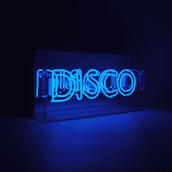 Image showing the Neon Box Disco Glass Sign, H38 x W19cm, Blue product.