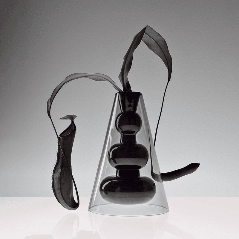 Bump Cone Vase, H22cm, Black
