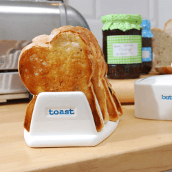 Image showing the 'Toast' Ceramic Toast Rack, White/Blue product.