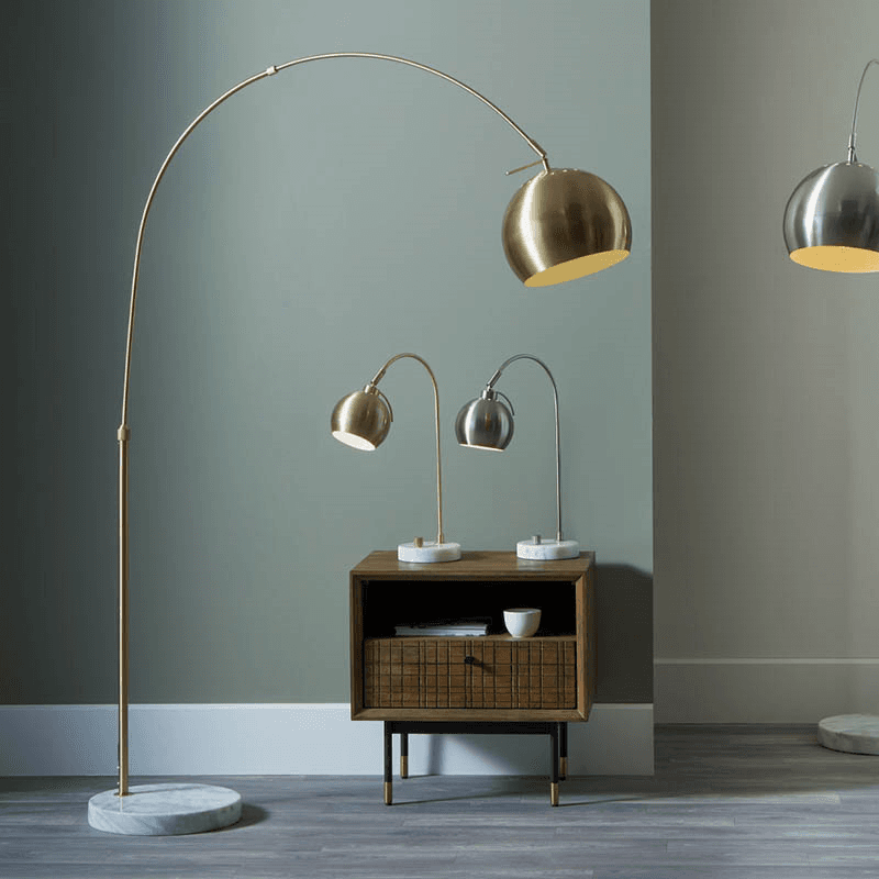 Feliciani Floor Lamp, H175cm, Brushed Brass and White Marble