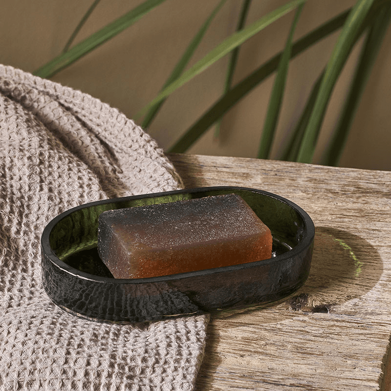 Ilcoso Recycled Hammered Glass Soap Pump, 2 x 14 x 8cm, Green