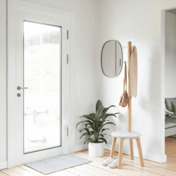 Image showing the Pillar Coat Rack with Stool, H165cm, White & Natural product.