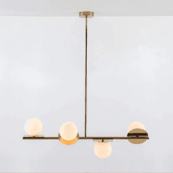 Image showing the Disk Opal Pendant Light, H108cm, Brass product.