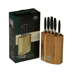 Image showing the 6 Piece Oval Wooden Knife Block Set product.