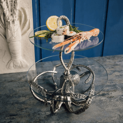 Image showing the Octopus Cake Stand, H36 x D37cm, Silver product.