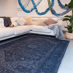 Image showing the Kaya Traditional Classic Sara Rug, 120 x 170cm, Navy, Black, Multi product.