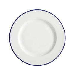Image showing the Dinner Plate, Canteen, White/Blue Rim, Set of 6 product.
