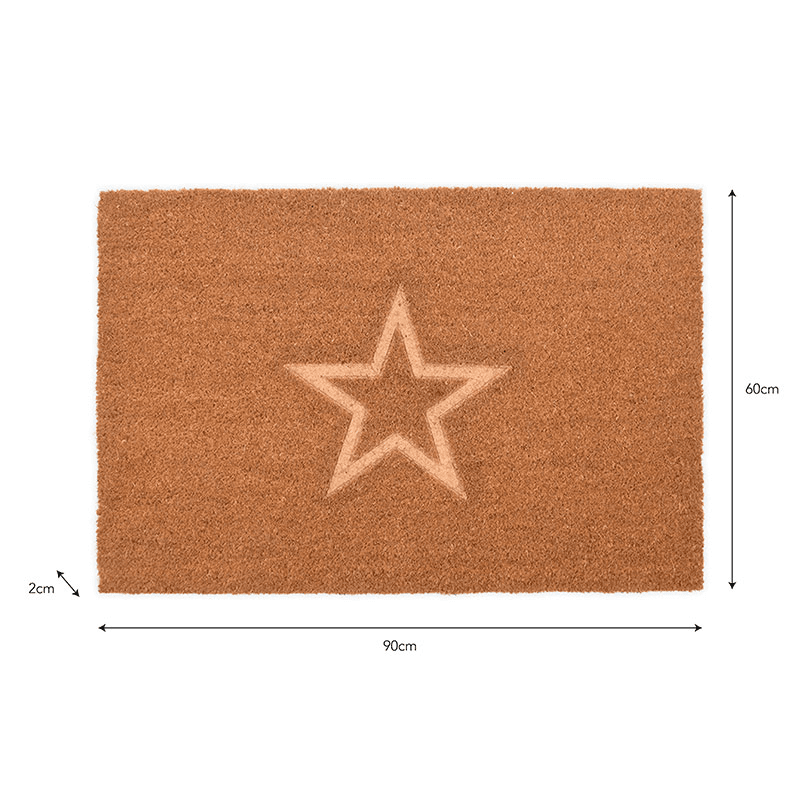 Star Embossed Doormat, Large, Coir