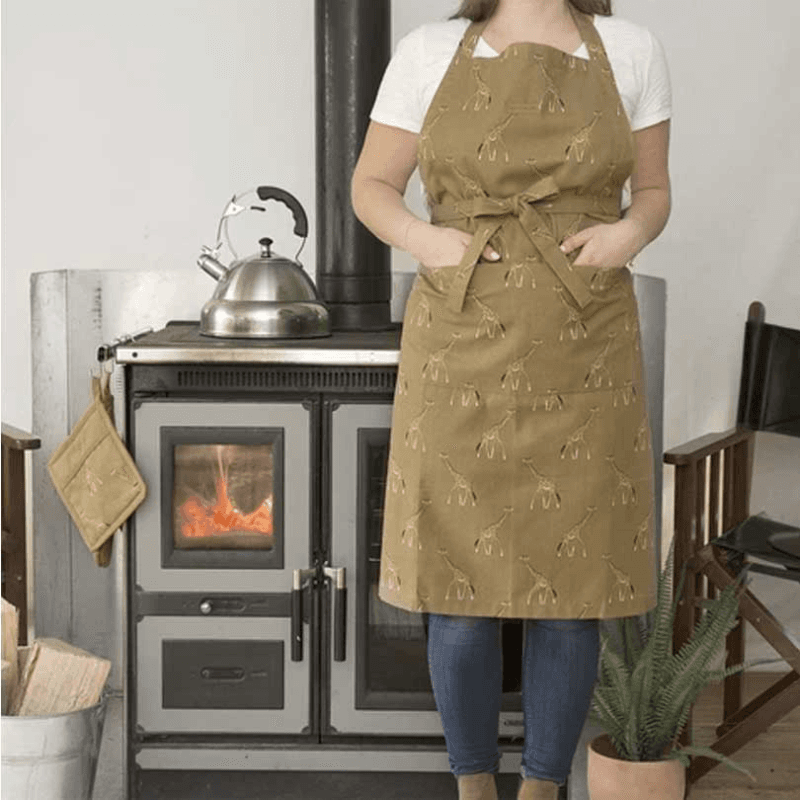 Giraffe Adult Apron, 72 x 90cm, Mustard