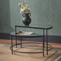 Image showing the Marazzi Set of 2 Half Moon Coffee Tables, Black product.