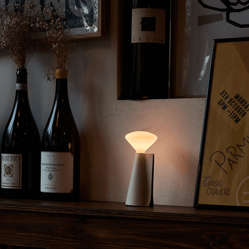 Mantle Portable Lamp with R80 LED Bulb, Stone White