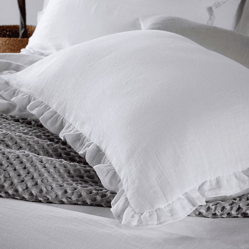 Organic Retreat Ruffle Pair of Oxford Pillowcase, White