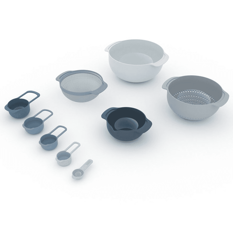 Editions 9 piece nest plus stacking bowl and measuring set, Sky Blue