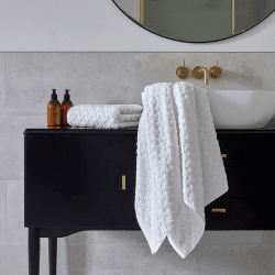 Image showing the Trellis Towel Hand Towel, White product.