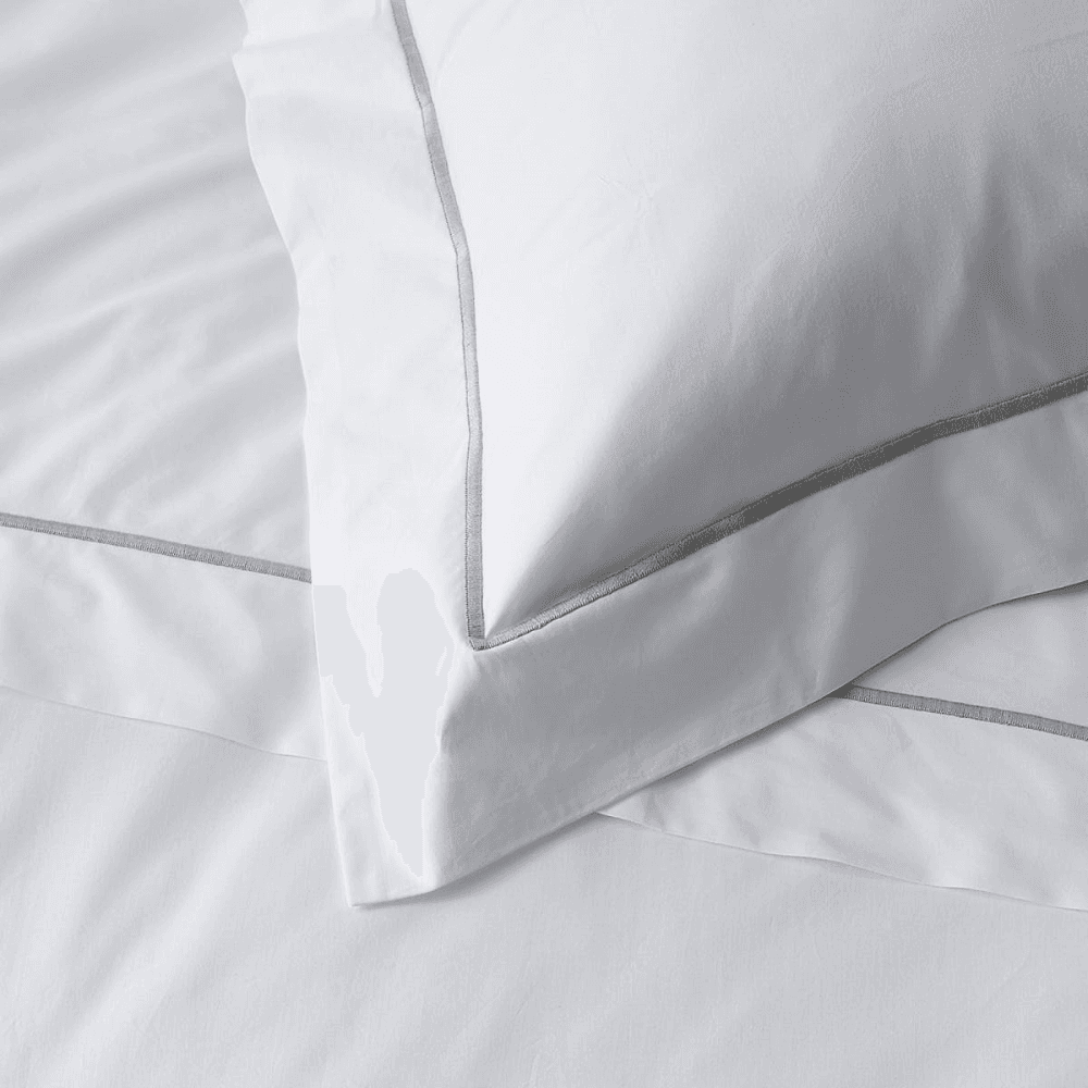 Savoy - 400 Thread Count Egyptian Cotton Oxford pillowcase, White/Silver
