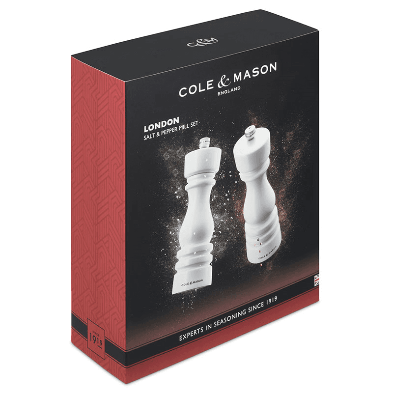 London Salt & Pepper Mills, 180mm, White Gloss