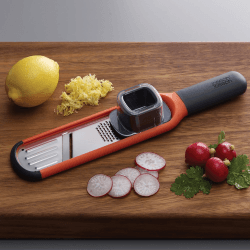 Image showing the Handi-Grate 2-in-1 mini grater and slicer, Orange product.