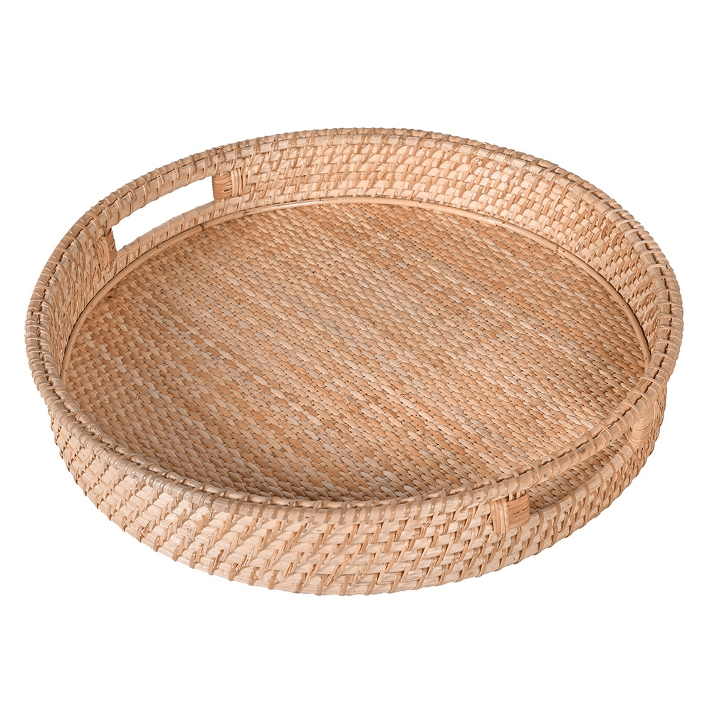 Round Set of 2 Trays, D90cm, Rattan