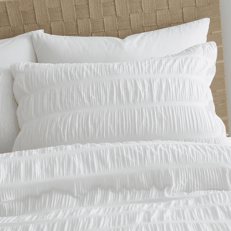 Seersucker Super King Duvet Set, White