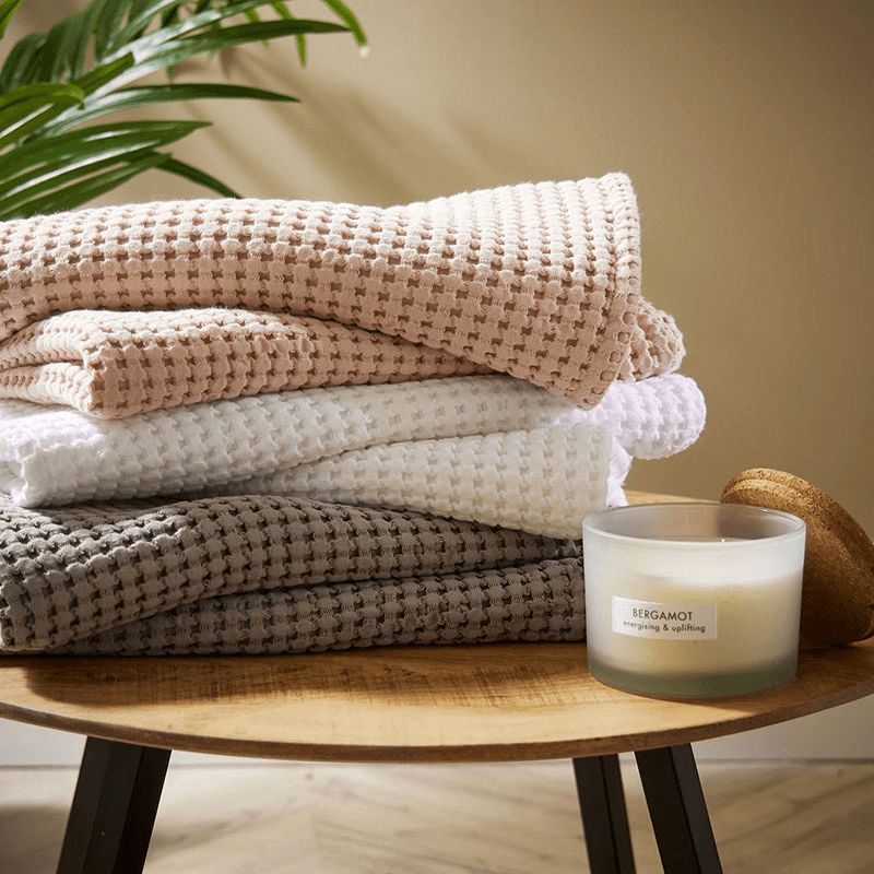 Waffle Towel Hand Towel, Dove Grey