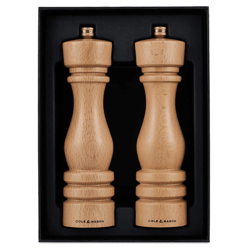 London Salt & Pepper Mills, 220mm, Natural Beech