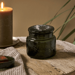 Image showing the Ilcoso Recycled Hammered Glass Storage Pot, 10 x 10 x 10cm, Green product.
