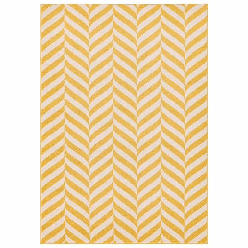 Muse Modern Geomeric Chevron Rug, 120 x 170cm, Yellow