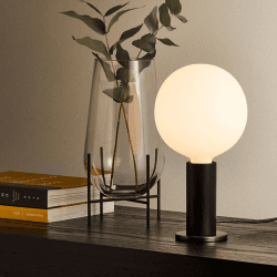 Image showing the Knuckle Lamp with Sphere, Blackened Oak product.