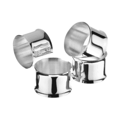 Image showing the Set of 4 napkin rings with curved edges, Silver Plate product.