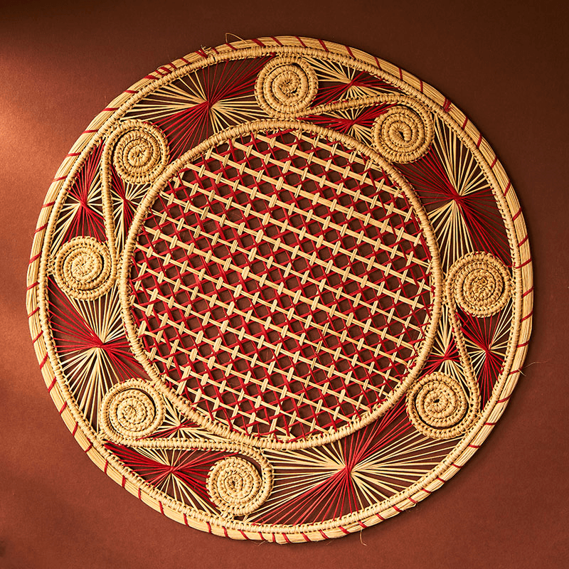 Sandra Set of 2 Woven Placemats, D35cm, Berry Red