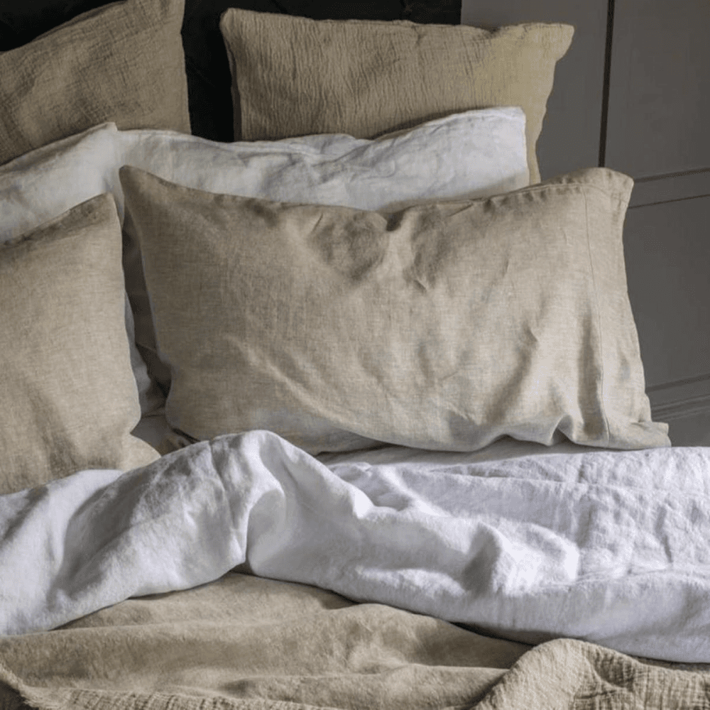 Oatmeal Linen Pair of Pillowcases, Standard