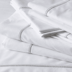 Image showing the Savoy - 400 Thread Count Egyptian Cotton Double duvet cover, W200 x L200cm, White/Silver product.