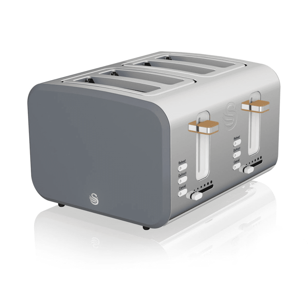 Nordic 4-Slice Toaster, Slate Grey, Grey