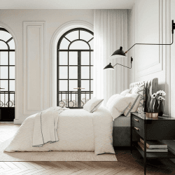 Image showing the Emani Clipped Duvet Cover, Super King, Chalk product.