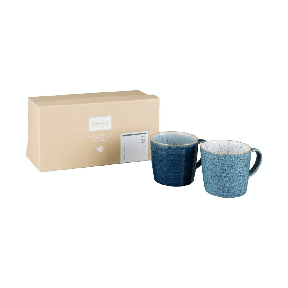 Studio Blue Set of 2 ridged mugs, 400ml, Blue