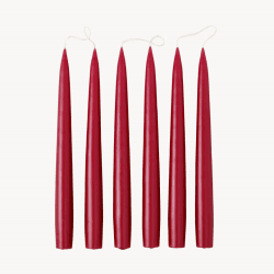 Image showing the Set of 6 Tapered Dinner Candles, H25cm, Burgundy Red product.