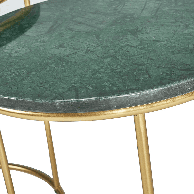 Milly Set of 2 Side Tables, Green Marble & Gold
