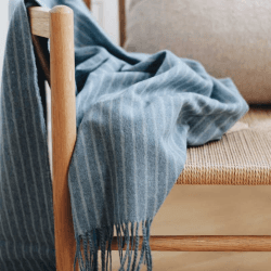 Image showing the Stripes Throw, H130 x W200cm, Mirage Blue product.