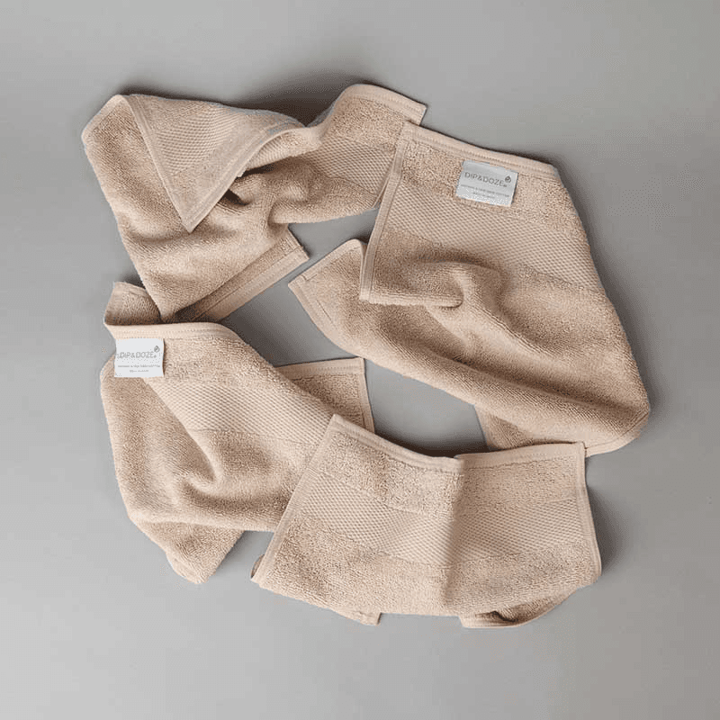 Organic 600gsm Set of 2 Face Towels, 30 x 30cm, Flax