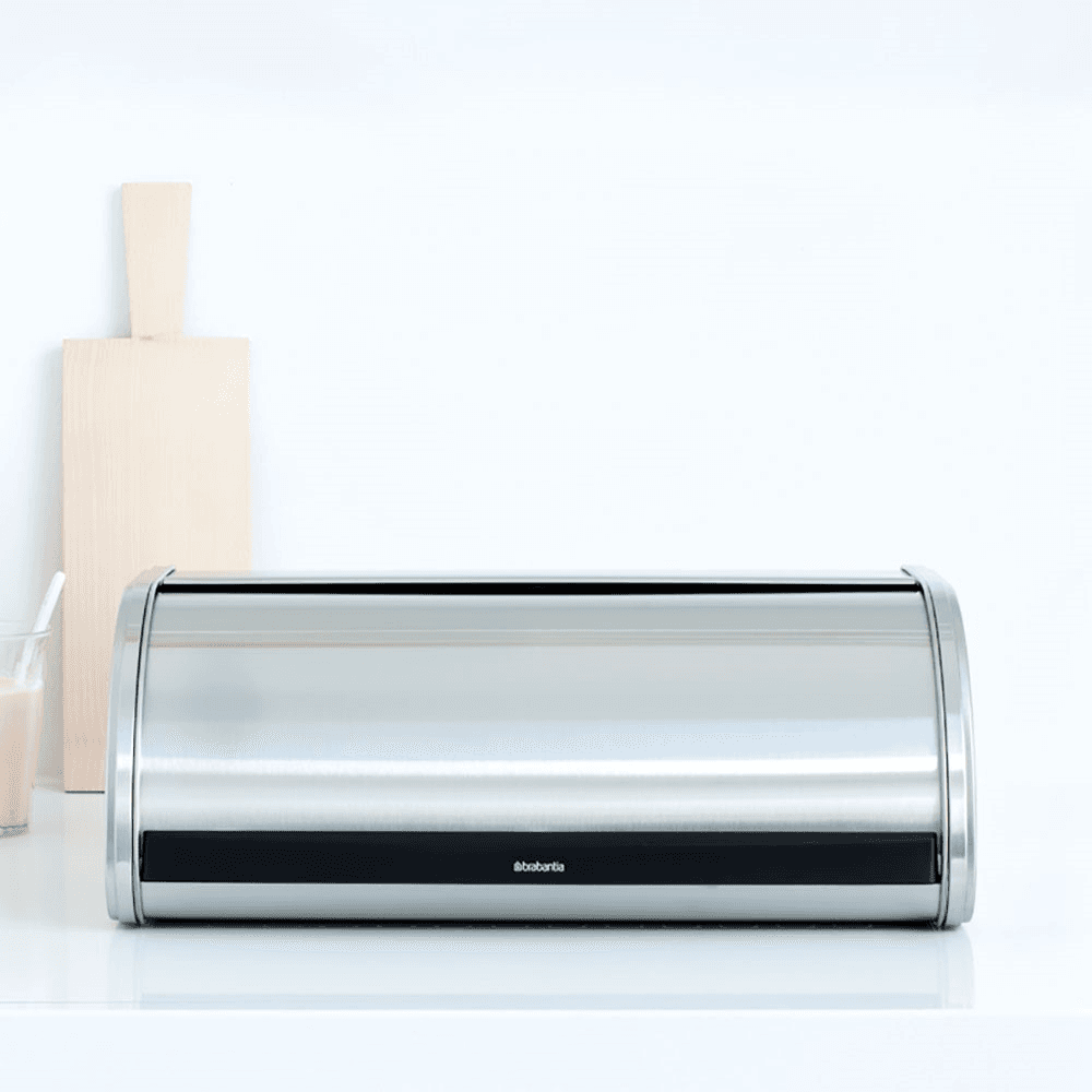 Roll Top Bread bin, H17 x W44.5 x D26cm, Matt Steel